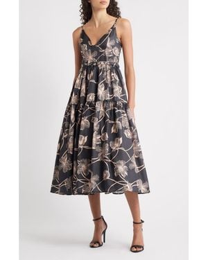 Hutch Belted Bustier Tiered Dress - Multicolor