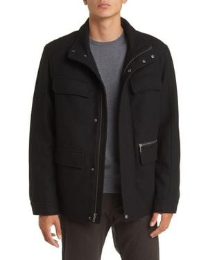 Cole Haan Melton Wool Blend Field Coat - Black