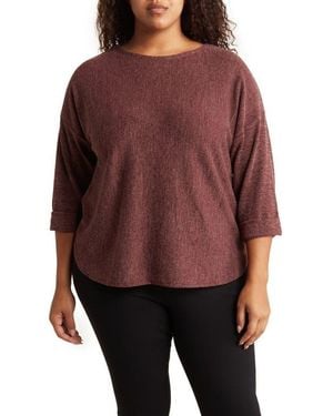 Max Studio Three-Quarter Sleeve Rib Top - Red