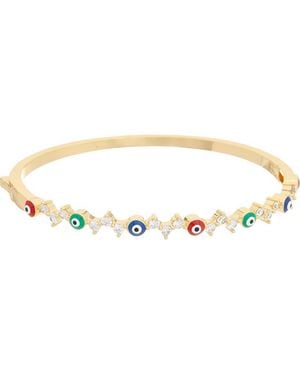 Juvell Cubic Zirconia & Enamel Evil Eye Bangle Bracelet - Yellow