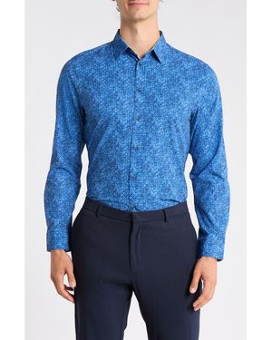 Brooklyn Brigade Abstract Circle Diamond Button-Up Shirt - Blue