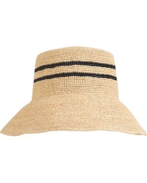 Vince Stripe Straw Bucket Hat - Natural
