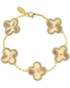 Rivka Friedman Pavé Cz Clover Station Bracelet - Metallic