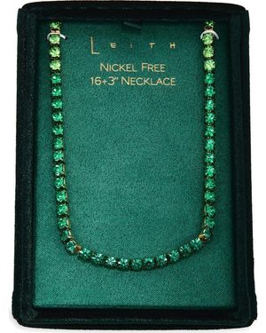 Leith Crystal Tennis Necklace - Green