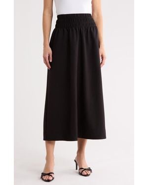 Ellen Tracy Smocked Waist Maxi Skirt - Black