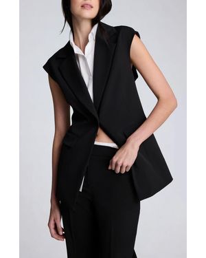 Kenneth Cole Luxe Twill Vest With Inset Shirt - Black