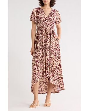 WEST K Flutter Sleeve High-Low Dress - Blue