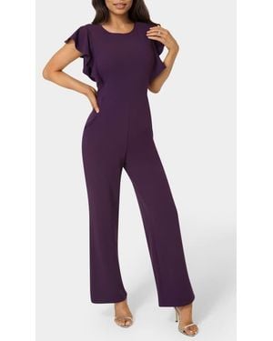 Bebe Ruffle Scuba Jumpsuit - Purple