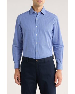 Brooks Brothers Regular Fit Plaid Cotton Dress Shirt - Blue