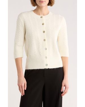 Sanctuary Short Sleeve Cable Stitch Cardigan - Natural
