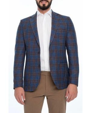VELLAPAIS Plaid Sport Coat - Blue