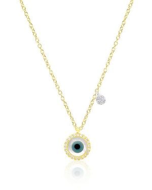 Meira T Pavé Diamond Evil Eye Pendant Necklace - Metallic