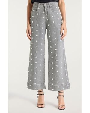 Cinq À Sept Betsy Studded Flare Ankle Jeans - Gray