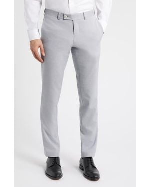 Jack Victor Palmer Slim Fit Flat Front Stretch Cotton & Wool Dress Pants - Gray