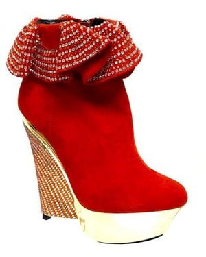 Lady Couture Venice Platform Wedge Bootie - Red