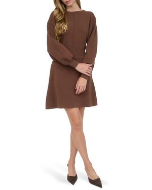 AUGUST SKY Tie Back Long Sleeve Minidress - Brown