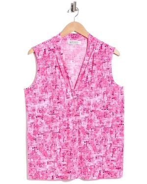 Kasper Printed Sleeveless Top - Pink