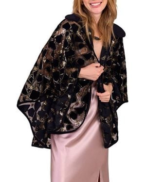 Saachi Sequin Velvet Cape Topper - Black