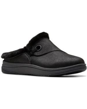 Clarks Breeze Myth Faux Fur Lined Slipper - Black