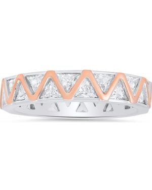 Queen Jewels Two-Tone Cubic Zirconia Zigzag Eternity Band Ring - White