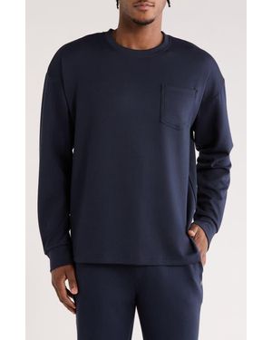 90 Degrees Oasis Scuba Knit Long Sleeve T-Shirt - Blue