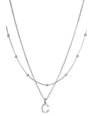 Adornia Initial Pendant Layered Chain Necklace - Blue