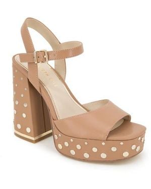 Kenneth Cole Dolly Stud Ankle Strap Platform Sandal - Natural