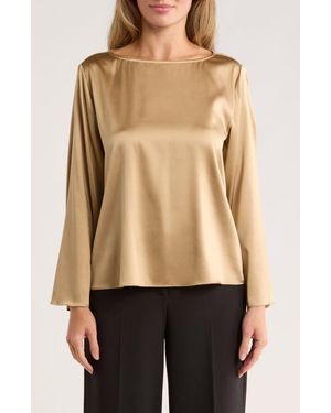 Eileen Fisher Bateau Neck Silk Blend Top - Natural