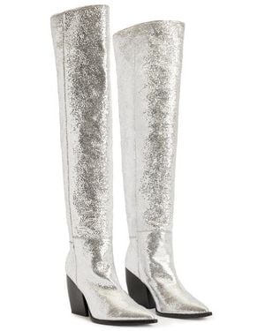 AllSaints Reina Over The Knee Boot - White