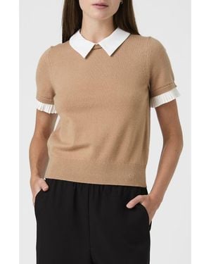 French Connection Mixed Media Short Sleeve Sweater - Black