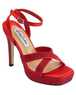 Lady Couture Rhinestone Platform Sandal - Red