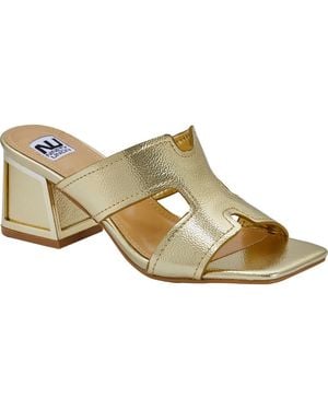 Ninety Union Bright Block Heel Slide Sandal - Metallic
