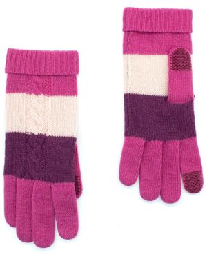 Portolano Striped Cashmere Tech Gloves - Pink