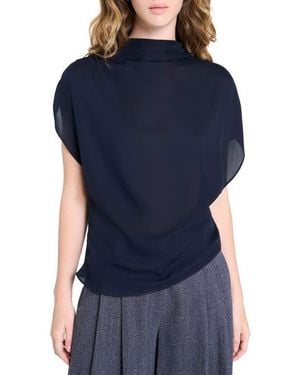 Twp Wish You Would Stretch Silk Top - Blue