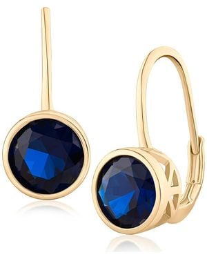 CZ by Kenneth Jay Lane Round Bezel Cubic Zirconia Drop Earrings - Blue