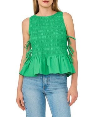 Cece Woven Puckered Tank - Green
