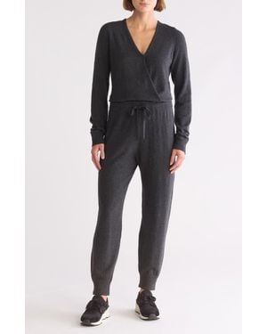 Spiritual Gangster Surplice Long Sleeve Jumpsuit - Black