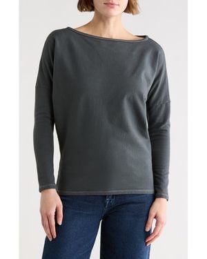 Go Couture Boat Neck Dolman Sleeve Sweater - Gray