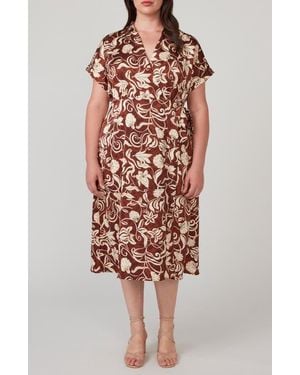 Estelle Solana Floral Midi Dress - Red