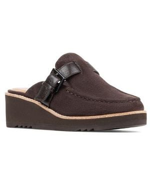 Donald J Pliner Elvesa Leather Platform Wedge Mule - Brown