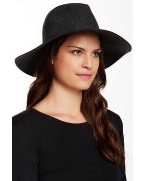 Phenix Leather Trim Wide Brim Wool Fedora - Black