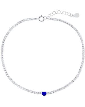 Simona Enamel Heart Cubic Zirconia Tennis Anklet - White
