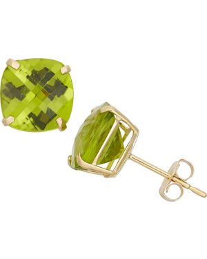 FZN 10K Solitaire Stud Earrings - Green