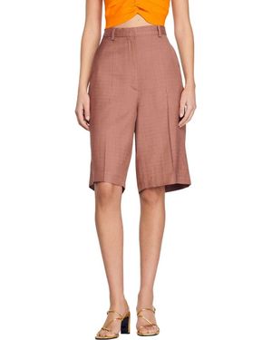 Sandro Aristide High Waist Longline Shorts - Red