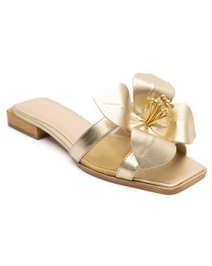 Ashley Kahen Blossom Slide Sandal - Metallic