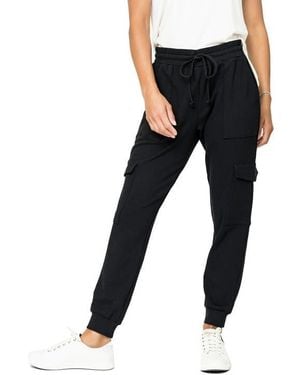 Gibsonlook Gigi Essential Soft Stretch Cotton Ponte Cargo Sweatpants - Black