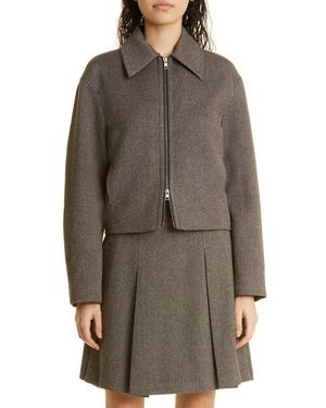 Vince Zip Front Cotton Blend Jacket - Brown