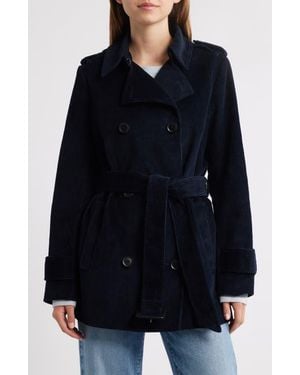 BCBGMAXAZRIA Belted Corduroy Trench Coat - Blue