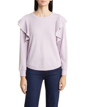 Wit & Wisdom Ruffle Crewneck Sweater - White