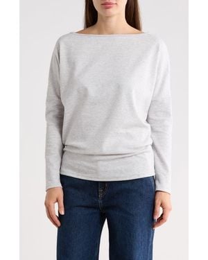 Go Couture Boat Neck Dolman Sleeve Sweater - White